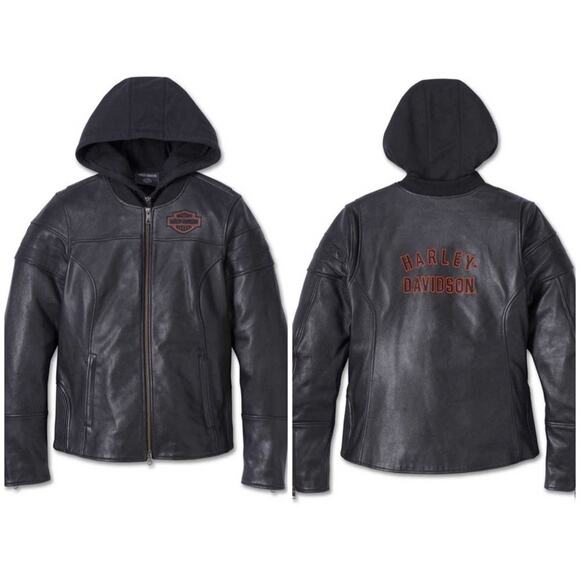 Harley Davidson 3 in 1 leather motorcycle jacket large NWT women's - Picture 1 of 14